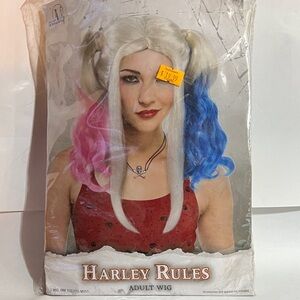 “Harley Rules” Blonde, Pink, and Blue Adult Wig